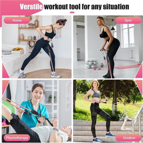 Resistance Bands with Handles for Women, 5 Level Exercise Bands Workout Bands - Picture 3 of 6